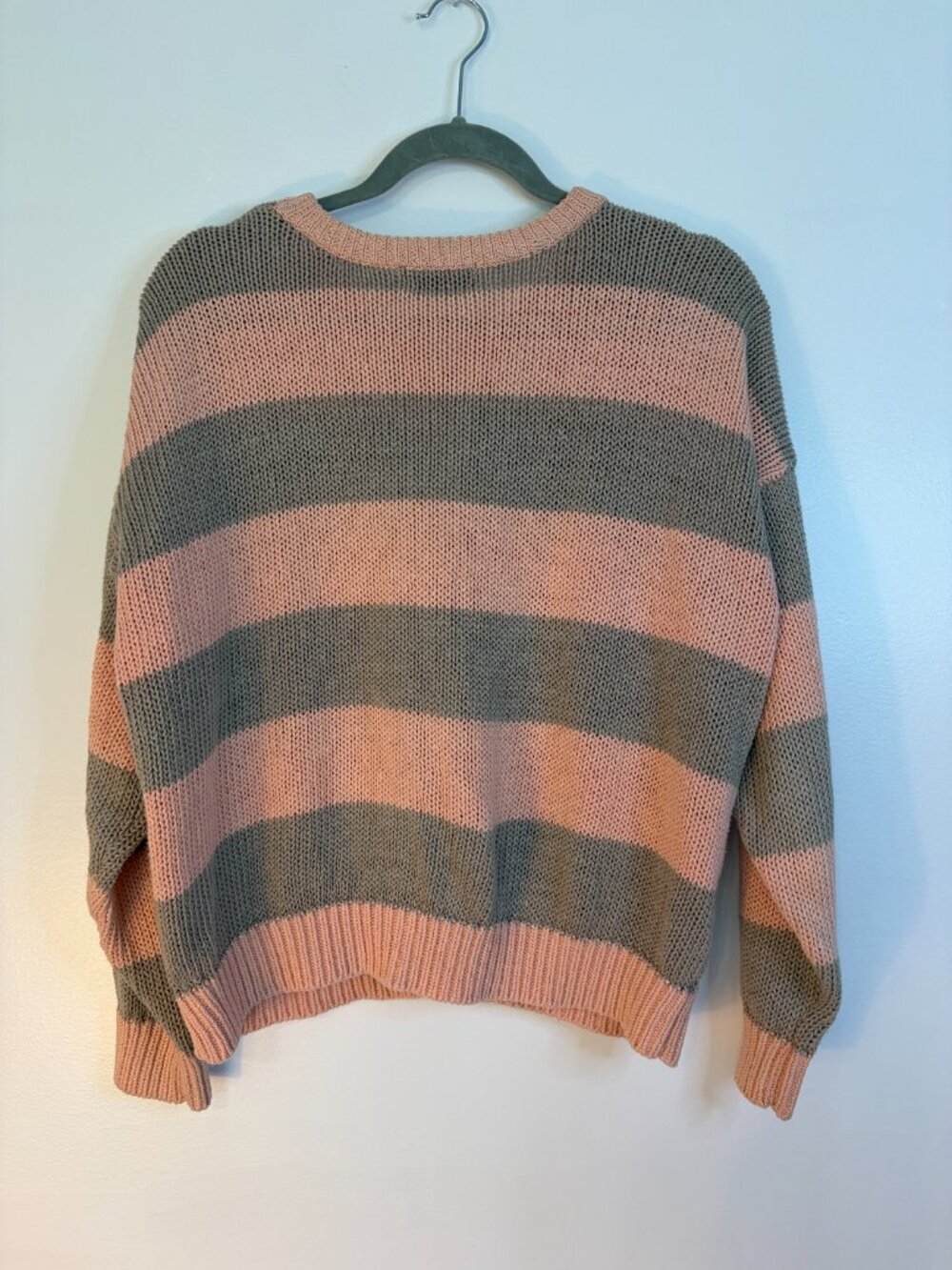 Outback Red Vintage Pink Gray Stripe Button Up Cardigan - Picture 6 of 6
